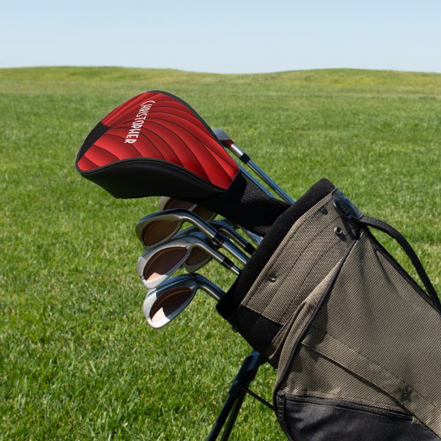 Red Art Deco Design Golf Headcover (In SItu)