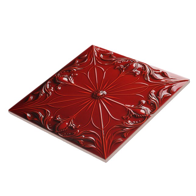 Red Art Deco  Fliese (Seite)