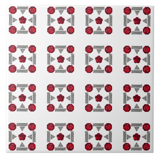 Red Art Deco Muster Fliese (Vorderseite)