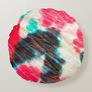 Red Artistic Dirty. Shibori Muster. Summer Brush Rundes Kissen