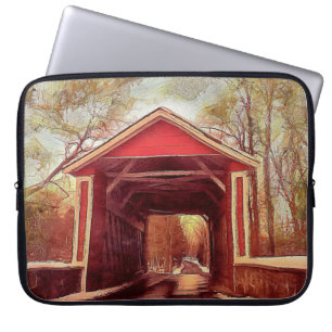 Red Ashland Covered Bridge Laptop Sleeve