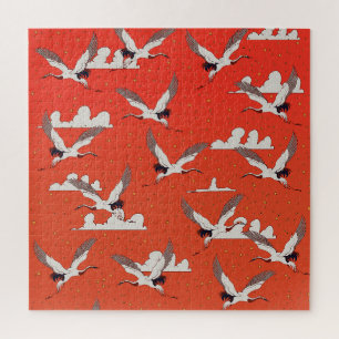 Red Asian Crane Pattern Puzzle
