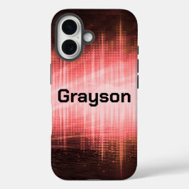 Red Audio Waves iPhone 16 Hülle