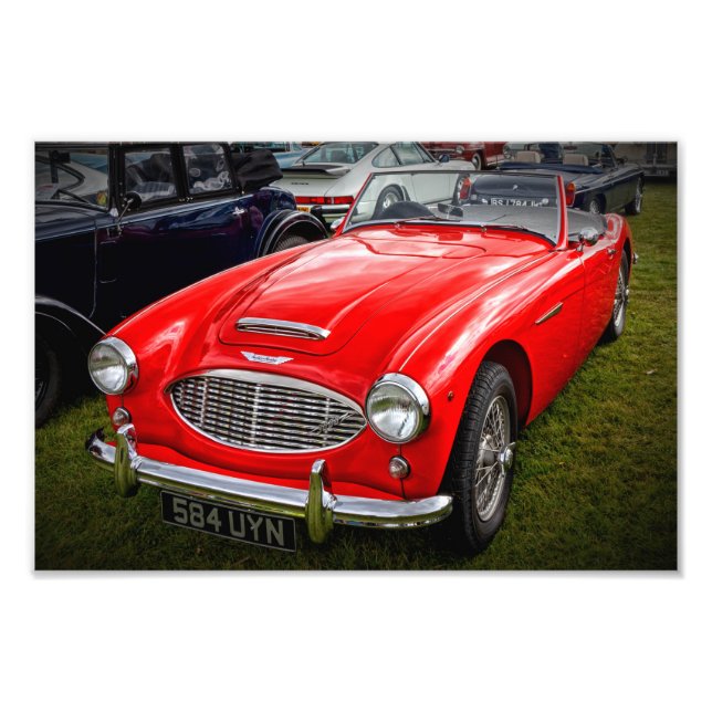 Red Austin Healey 3000 Klassiker Fotodruck (Vorne)