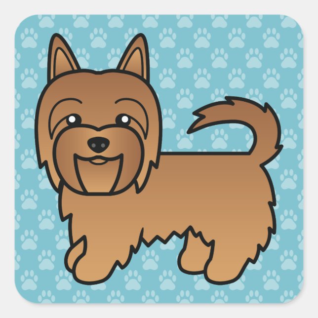 Red Australian Terrier Dog Cartoon Illustration Quadratischer Aufkleber (Vorderseite)