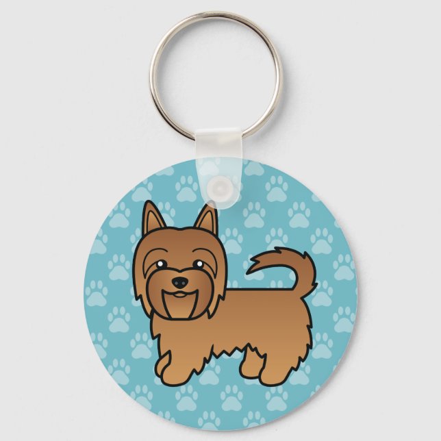 Red Australian Terrier Dog Cartoon Illustration Schlüsselanhänger (Vorderseite)
