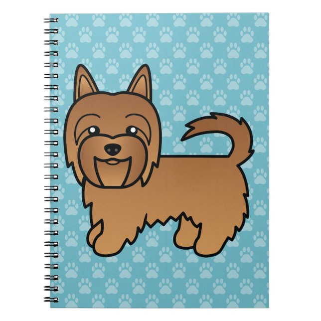Red Australian Terrier Dog Illustration on Blue Notizblock (Vorderseite)