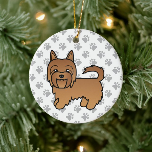 Red Australian Terrier Niedlich Cartoon Dog Keramik Ornament (Baum)