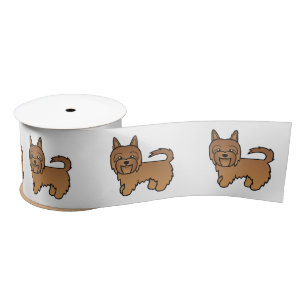Red Australian Terrier Niedlich Cartoon Dog Satinband