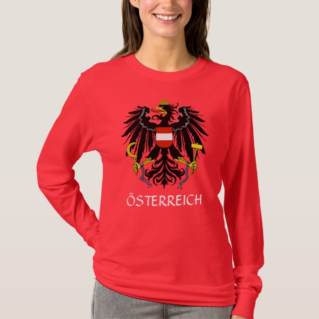 RED Austria Arms "Österreich" Long Sleeve T - Shir T-Shirt (Vorderseite)