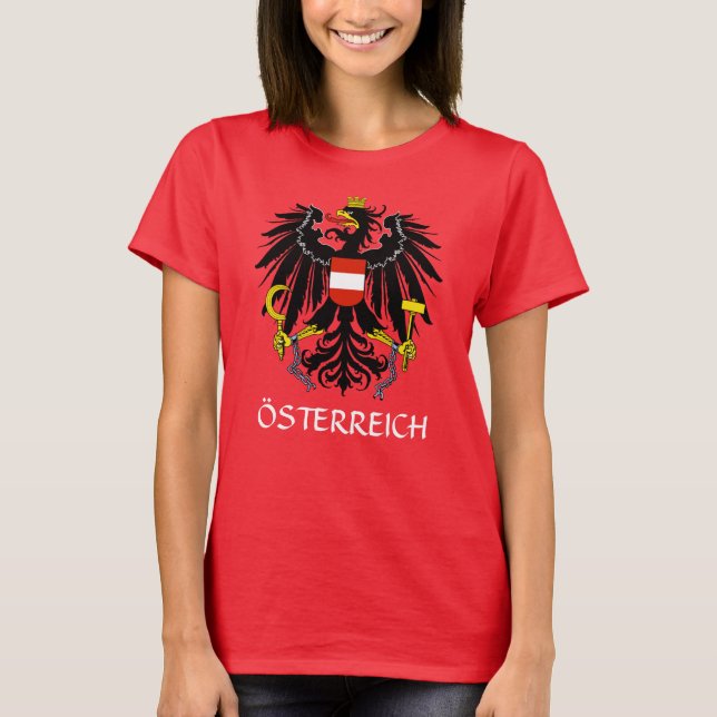 RED Austria Coat of Arms "Österreich" T - Shirt (Vorderseite)