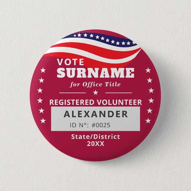 RED Authorized Volunteer 2026 Midterm Elections ID Button (Vorderseite)