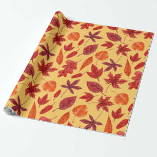 Red autumn leaves watercolor geschenkpapier