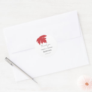 Red Autumn Maple Leaf Gastgeschenke Hochzeiten Vie Runder Aufkleber