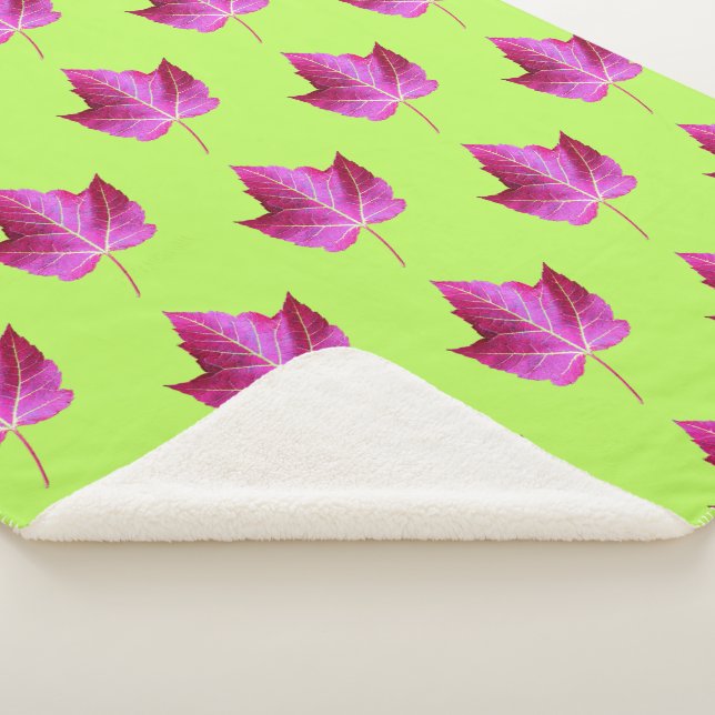 Red Autumn Maple Leaf Pattern on Green Background Sherpadecke (3/4)