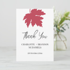 Red Autumn Maple Leaf Wedding Vielen Dank Dankeskarte