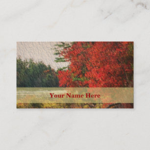 Red Autumn Trees Painting Nature Business Card Visitenkarte