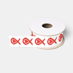 Red Awareness Heart Maßgeschneiderte Art Ribbons Ripsband