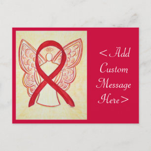 Red Awareness Ribbon Angel Custom Postcard Postkarte