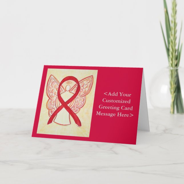 Red Awareness Ribbon Angel Personalisiert Cards Karte (Vorderseite)