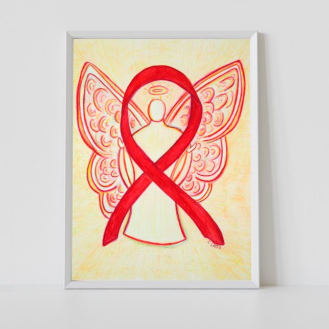 Red Awareness Ribbon Angel Poster Art Print (Von Creator hochgeladen)
