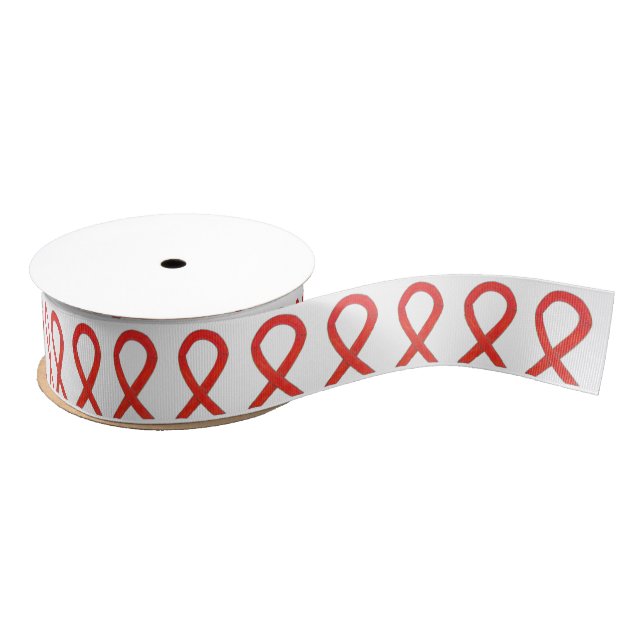 Red Awareness Ribbon Custom Art Design Ribbbbons Ripsband (Spule)