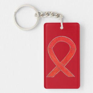 Red Awareness Ribbon Custom Art Schlüsselanhänger