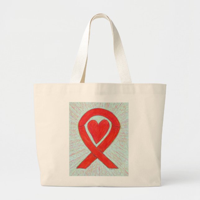 Red Awareness Ribbon Custom Art Toag Jumbo Stoffbeutel (Vorne)