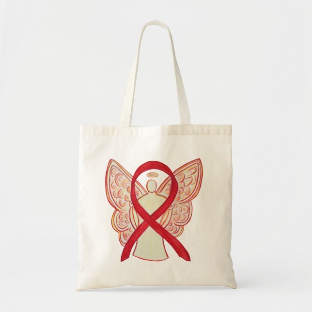 Red Awareness Ribbon Custom Art Toag Tragetasche (Vorne)