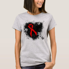 Red Awareness Ribbon Grunge Herz T-Shirt
