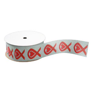 Red Awareness Ribbon Herz Custom Design Ribbons Ripsband