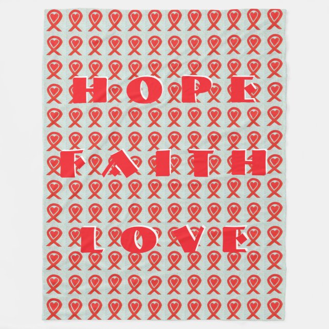 Red Awareness Ribbon Herz Custom Fleece Blankon (Vorderseite)