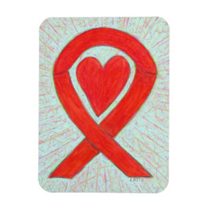 Red Awareness Ribbon Herz Custom Magnet Geschenk