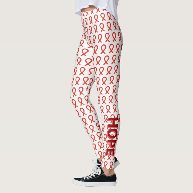Red Awareness Ribbon Hope and Cure Custom Leggings (Links)