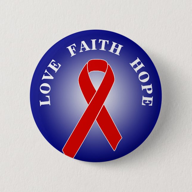 Red Awareness Ribbon + Ihre Nachricht Button (Vorderseite)
