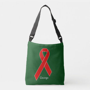 Red Awareness Ribbon + Ihre Nachricht Tragetaschen Mit Langen Trägern