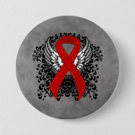Red Awareness Ribbon mit Flügeln Button