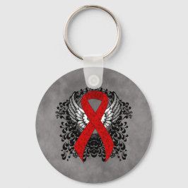 Red Awareness Ribbon mit Flügeln Schlüsselanhänger