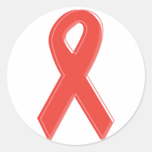 Red Awareness Ribbon Runder Aufkleber