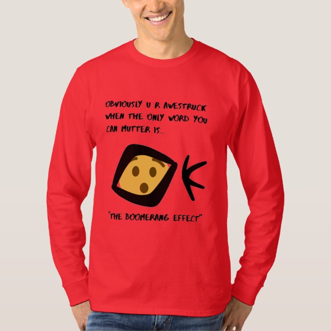 Red 'Awestruck' Basic Long Sleeve Boomerangang T-Shirt (Vorderseite)