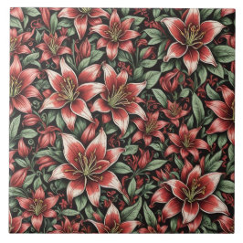 Red Aztec Lily Pattern Fliese