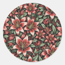 Red Aztec Lily Pattern
