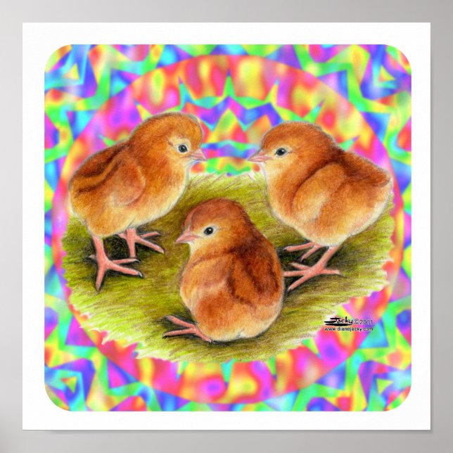 Red Baby Chicks Poster (Vorne)