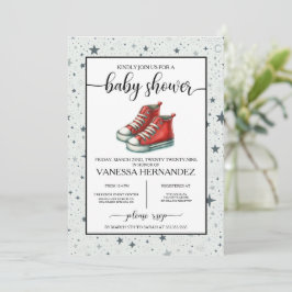 Red Baby High Tops Baby Dusche Einladung