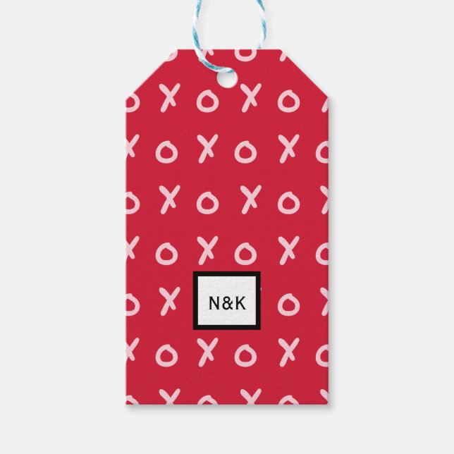 Red & Baby Pink X O XO XO Niedlich Geschenkanhänger (Vorderseite)