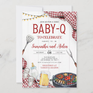 Red Baby-Q Baby Shower Einladung