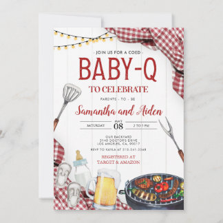 Red Baby-Q Baby Shower Einladung