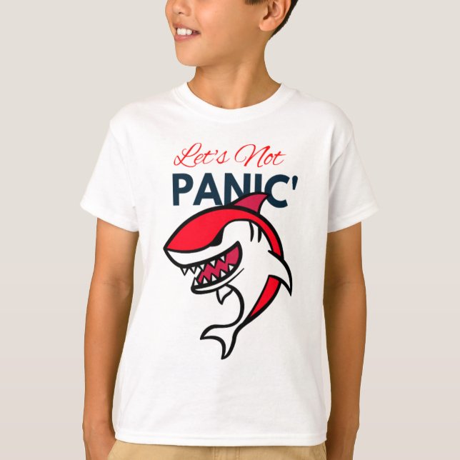 Red Baby Shark_Let's not panic T-Shirt (Vorderseite)