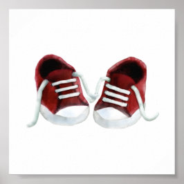 Red Baby Sneakers Malerei Art Print, Poster