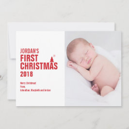 Red Baby's First Christmas Foto Card Feiertagskarte